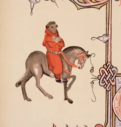 Le Parson (détail) des Contes de Canterbury, par Geoffrey Chaucer, manuscrit Ellesmere, édition fac-similé, 1911
